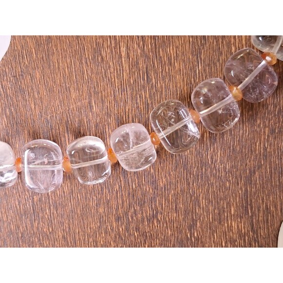 Peyote Bird Clear/Hint Of Purple Flat Rectangles & Orange Beads 7" Bracelet NWT - Picture 3 of 8